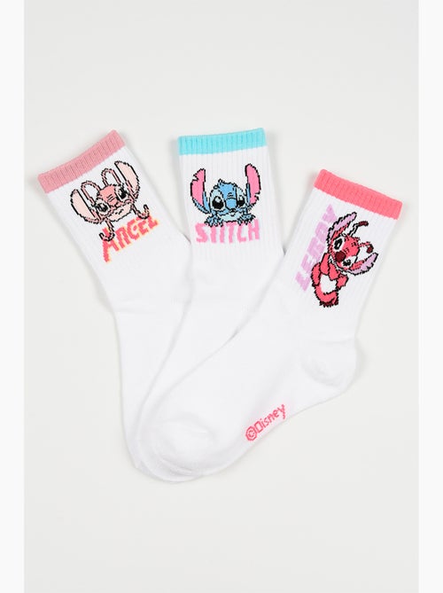 Lote 3 meias ténis lilo & stitch branco menina | licença oficial - Kiabi
