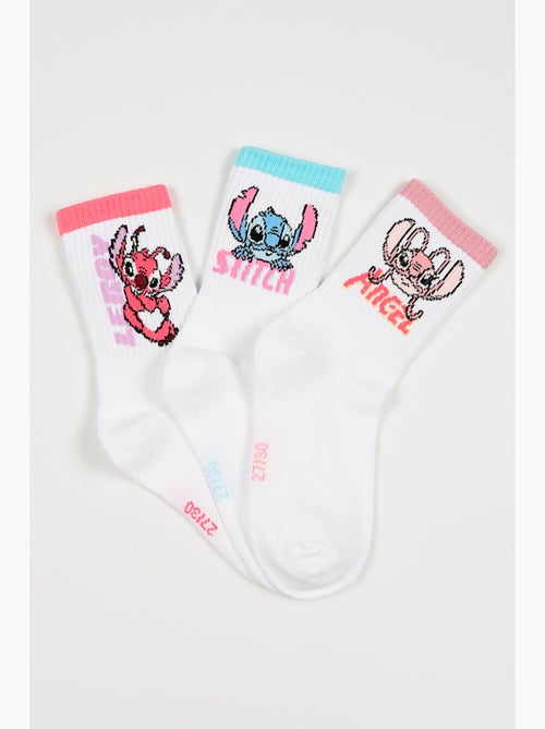 Lote 3 meias ténis lilo & stitch branco menina | licença oficial - Kiabi