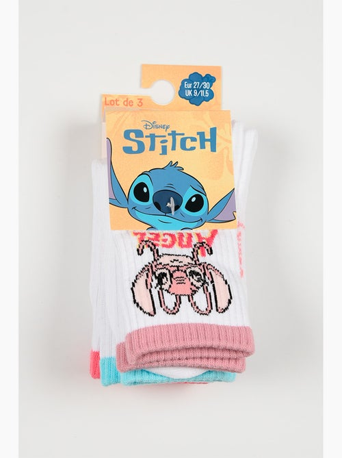 Lote 3 meias ténis lilo & stitch branco menina | licença oficial - Kiabi