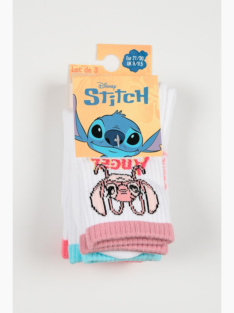 Lote 3 meias ténis lilo & stitch branco menina | licença oficial Branco - Kiabi