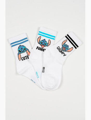 Lote 3 meias ténis lilo & stitch branco menino | licença oficial
