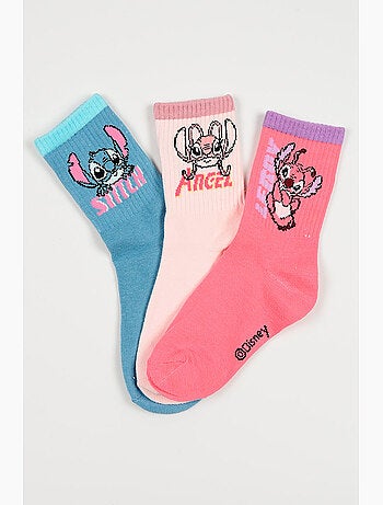 Lote 3 meias ténis lilo & stitch multicolor menina | licença oficial