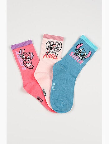 Lote 3 meias ténis lilo & stitch multicolor menina | licença oficial