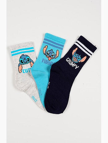 Lote 3 meias ténis lilo & stitch multicolor menino | licença oficial