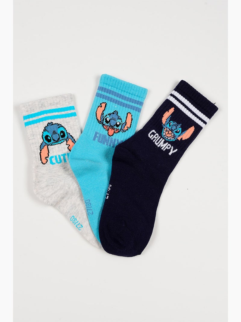 Lote 3 meias ténis lilo & stitch multicolor menino | licença oficial Cinza-azul - Kiabi