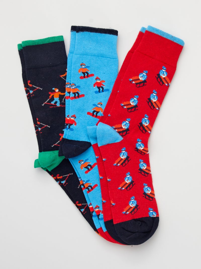 Lote 3 pares de meias com estampado esqui BEGE - Kiabi