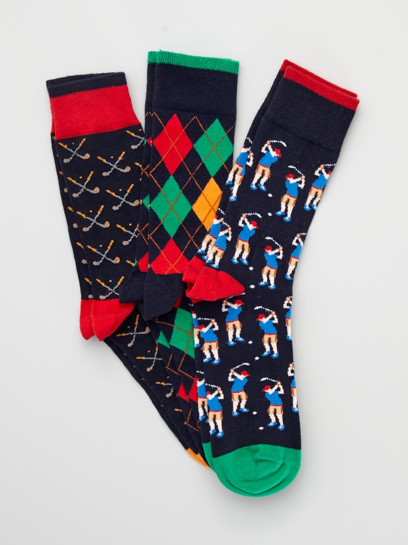 Lote 3 pares de meias com estampado 'golf' BEGE - Kiabi