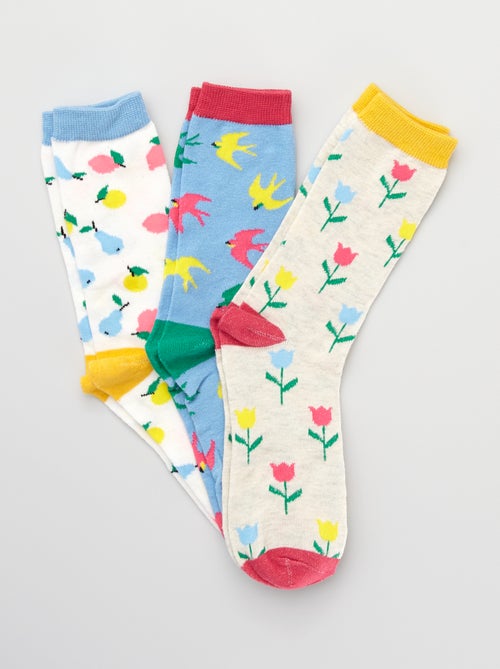 Lote 3 pares de meias com estampado natureza - Kiabi