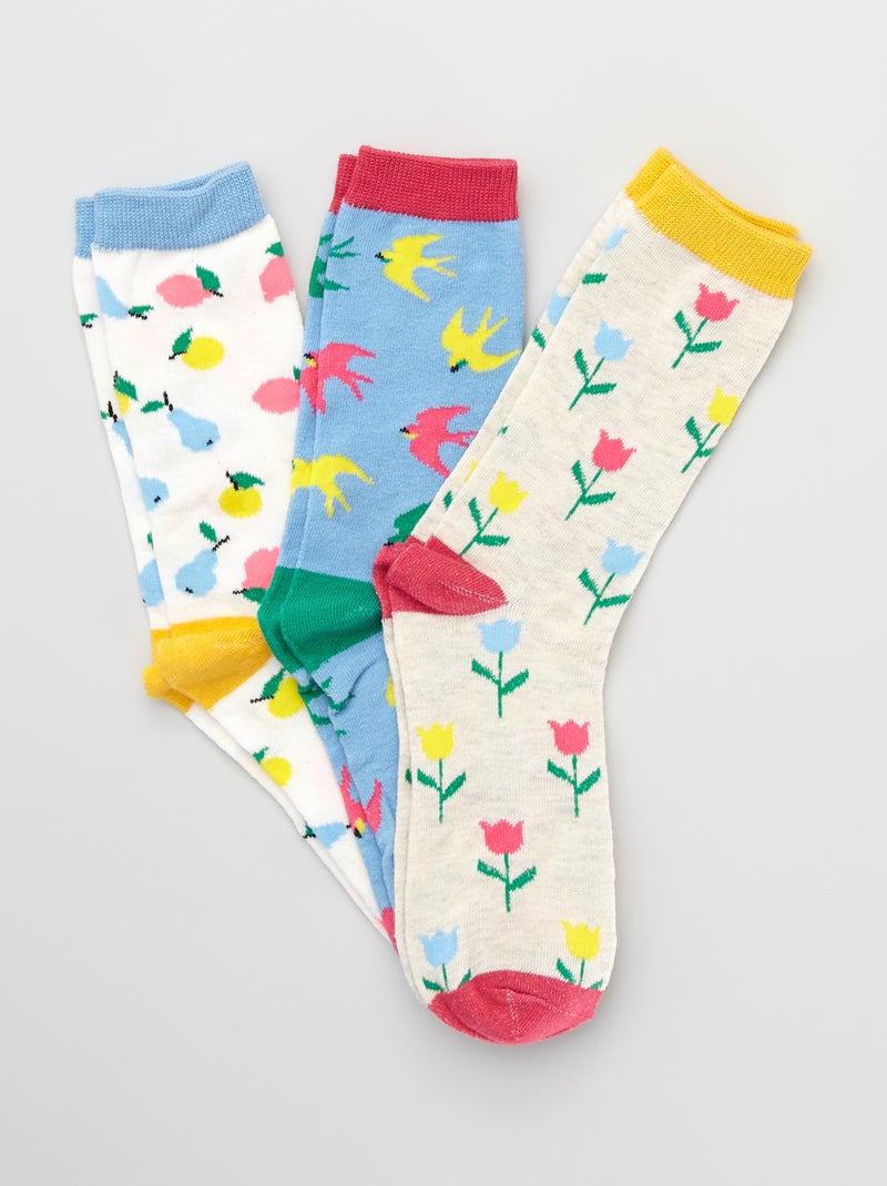 Lote 3 pares de meias com estampado natureza Azul - Kiabi