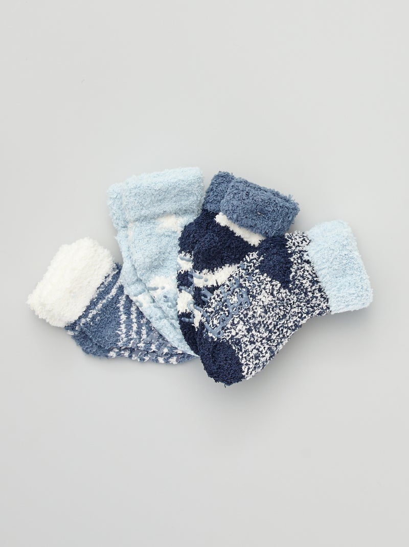Lote 4 pares de meias suaves Azul - Kiabi