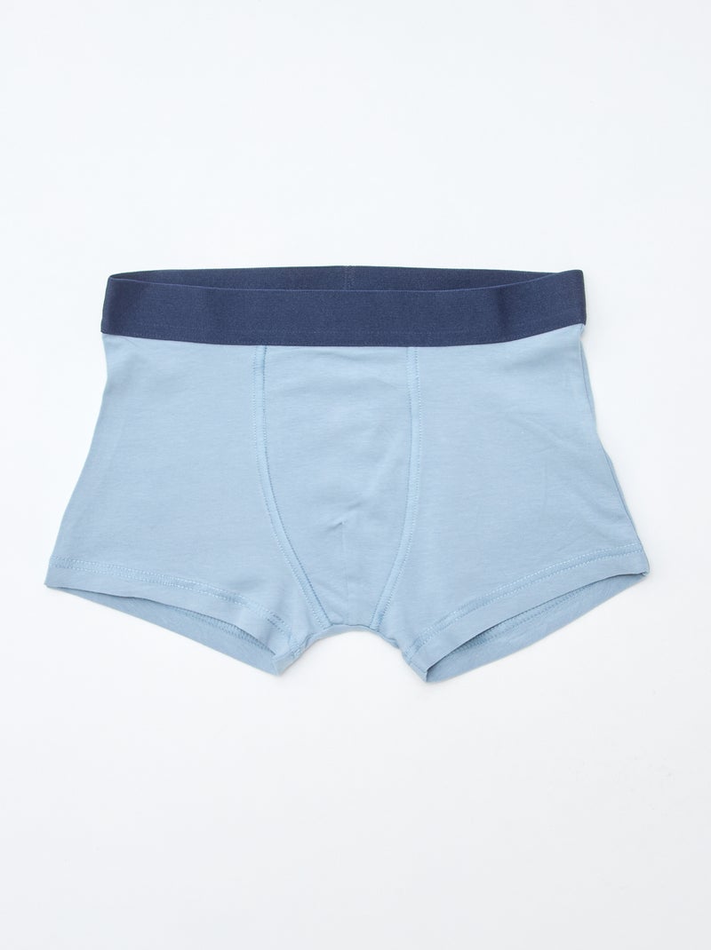 Lote 5 boxers lisos e estampados Azul - Kiabi