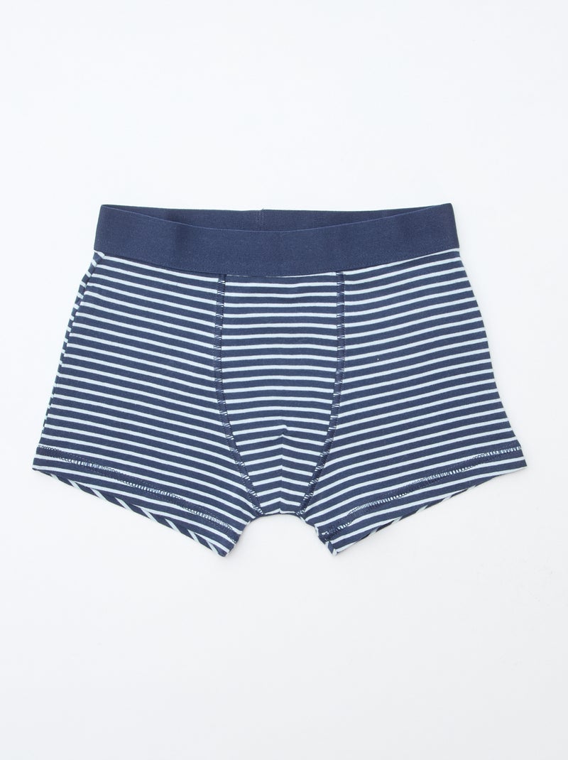 Lote 5 boxers lisos e estampados Azul - Kiabi