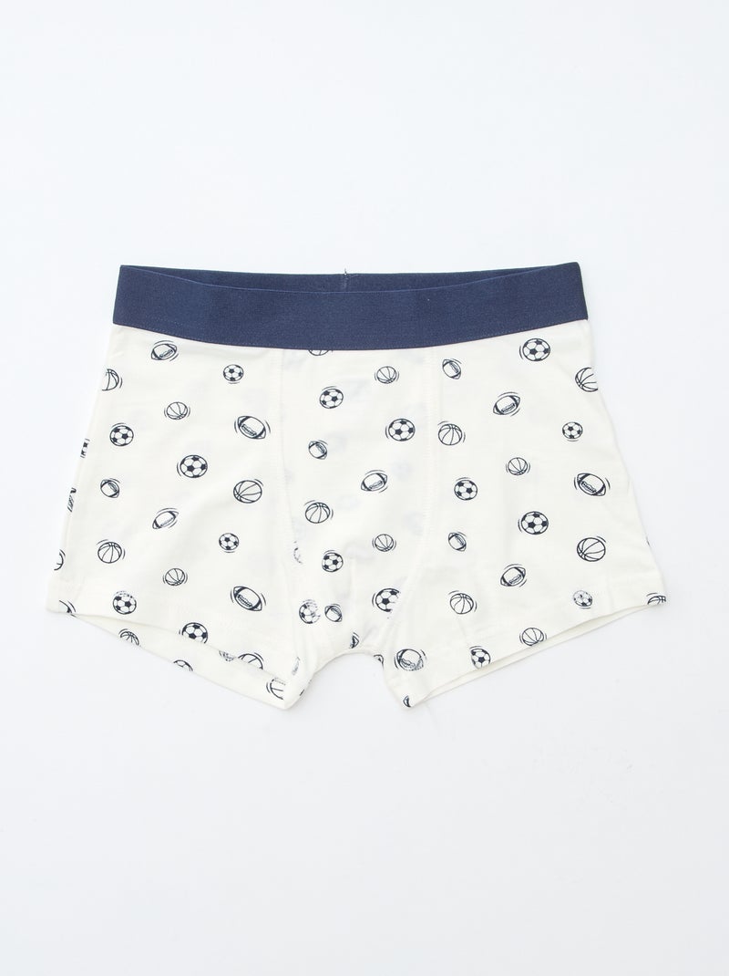 Lote 5 boxers lisos e estampados Azul - Kiabi