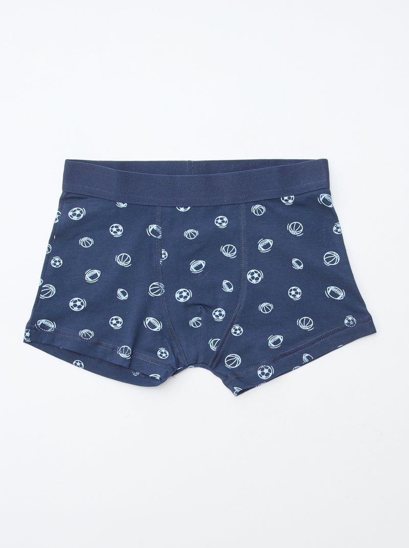 Lote 5 boxers lisos e estampados Azul - Kiabi