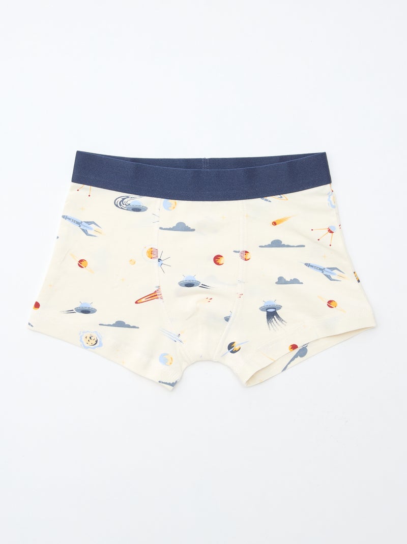 Lote 5 boxers lisos e estampados Azul - Kiabi
