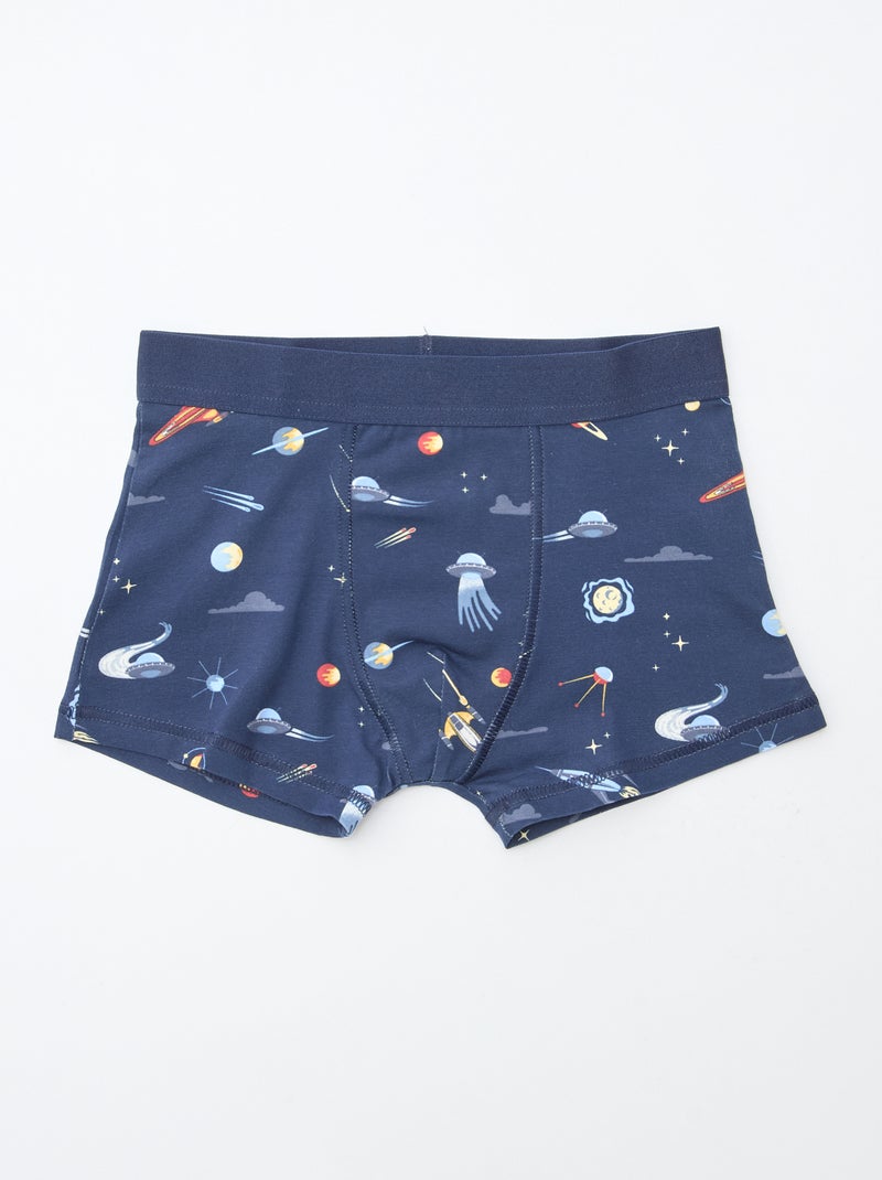 Lote 5 boxers lisos e estampados Azul - Kiabi