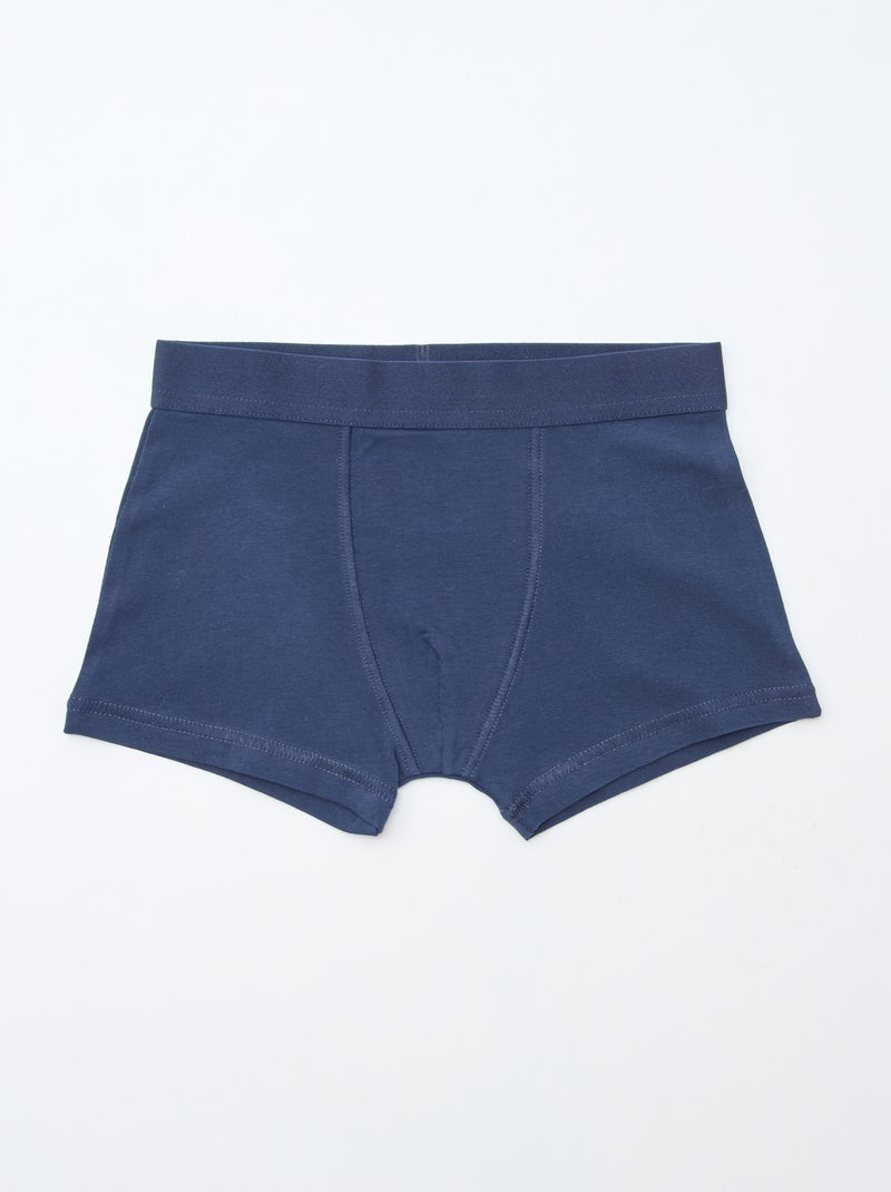Lote 5 boxers lisos e estampados Azul - Kiabi