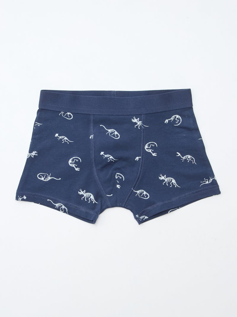 Lote 5 boxers lisos e estampados Azul - Kiabi