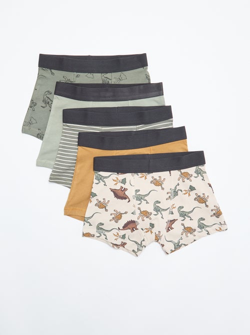 Lote 5 boxers lisos e estampados - Kiabi Lote 5 boxers lisos e estampados - Kiabi
