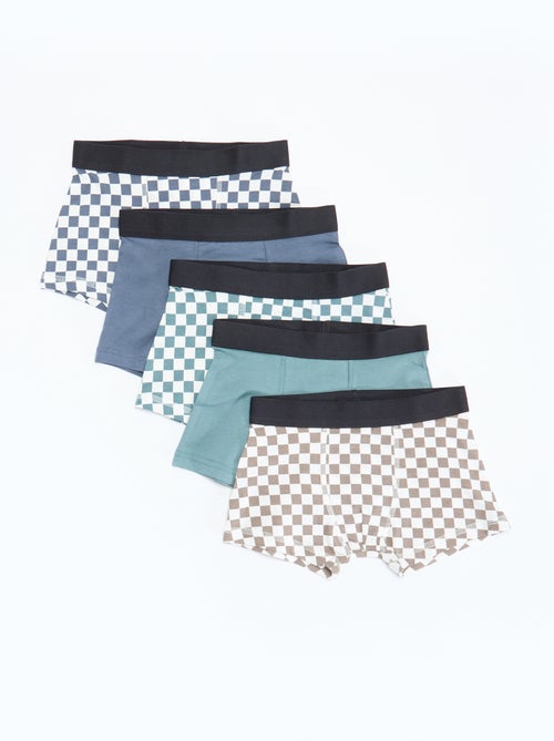 Lote 5 boxers lisos e estampados - Kiabi