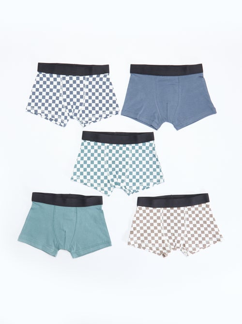 Lote 5 boxers lisos e estampados - Kiabi