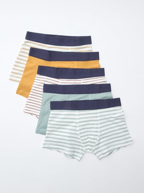 Lote 5 boxers lisos e estampados - Kiabi