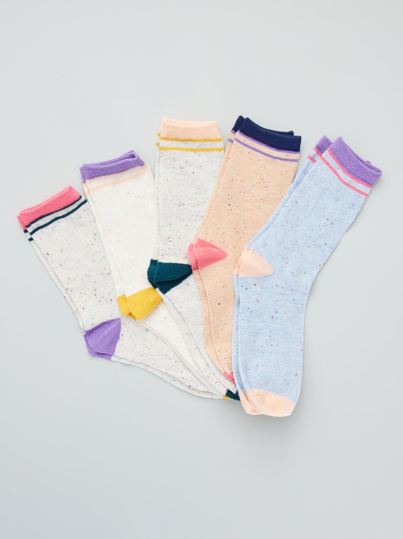 Lote 5 pares de meias manchadas BEGE - Kiabi