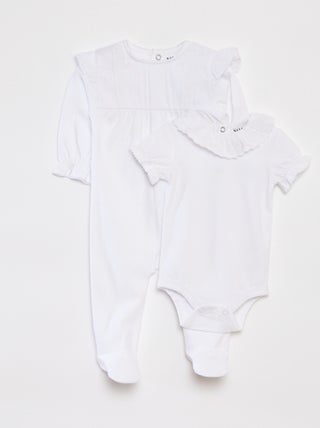 Lote babygro + body com bordado inglês  - 2 peças