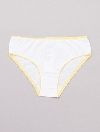 Lote de 10 cuecas lisas com cintura colorida - Kiabi