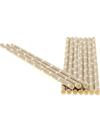 Decoração, animação - Lote de 10 palhas com estampado fantasia - Kiabi