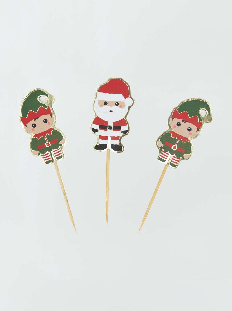 Lote de 10 palitos de cocktail de Natal VERMELHO - Kiabi