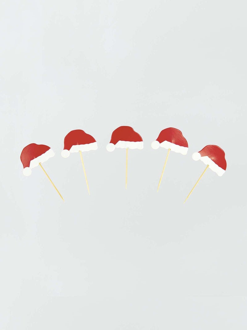 Lote de 10 palitos de cocktail de Natal VERMELHO - Kiabi