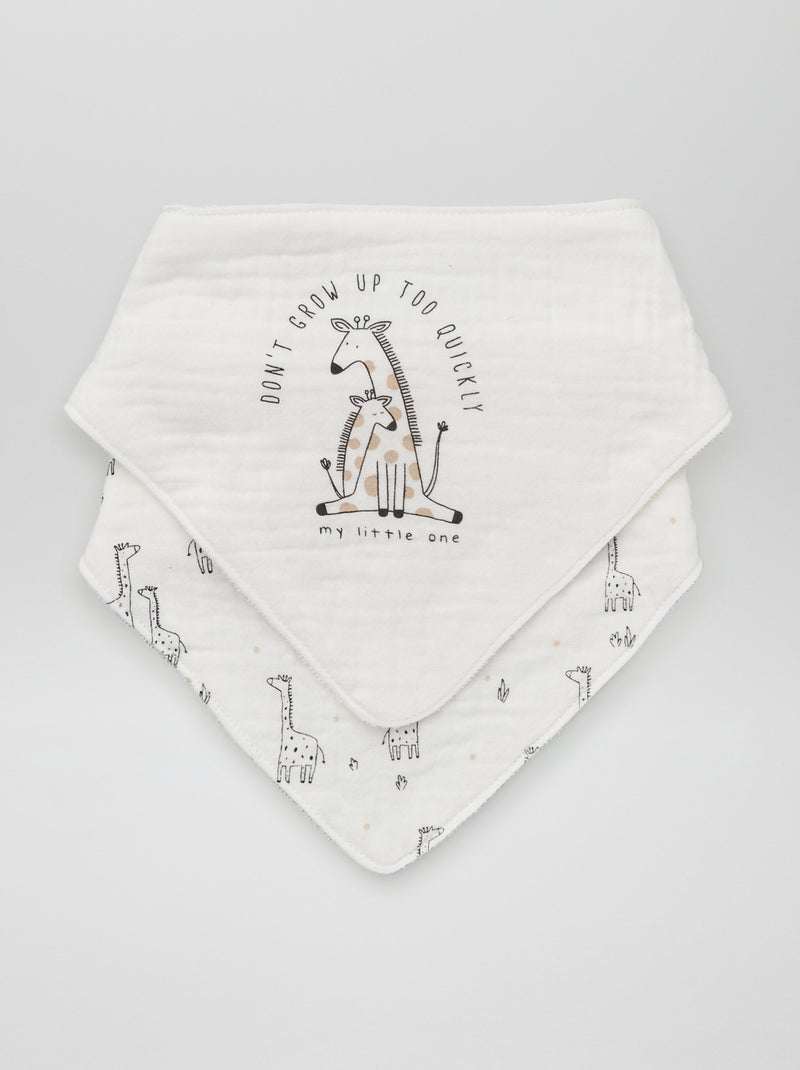 Lote de 2 babetes tipo bandana BRANCO - Kiabi