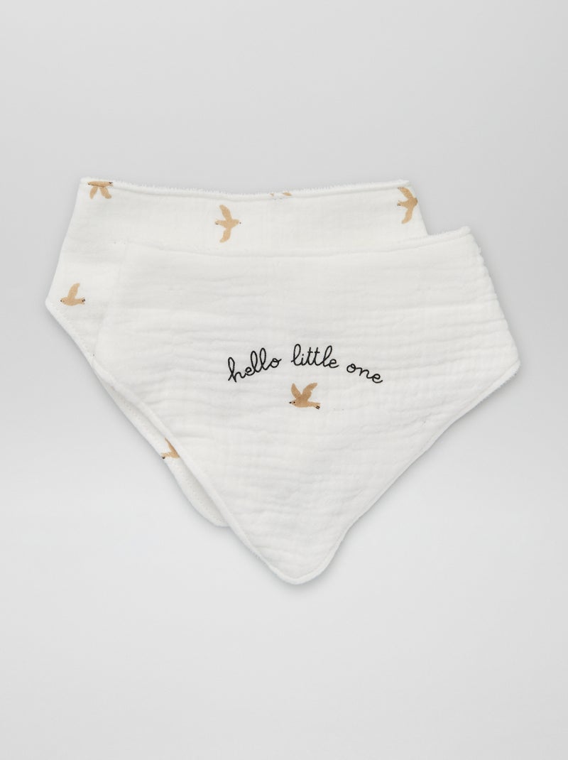 Lote de 2 babetes tipo bandana BRANCO - Kiabi