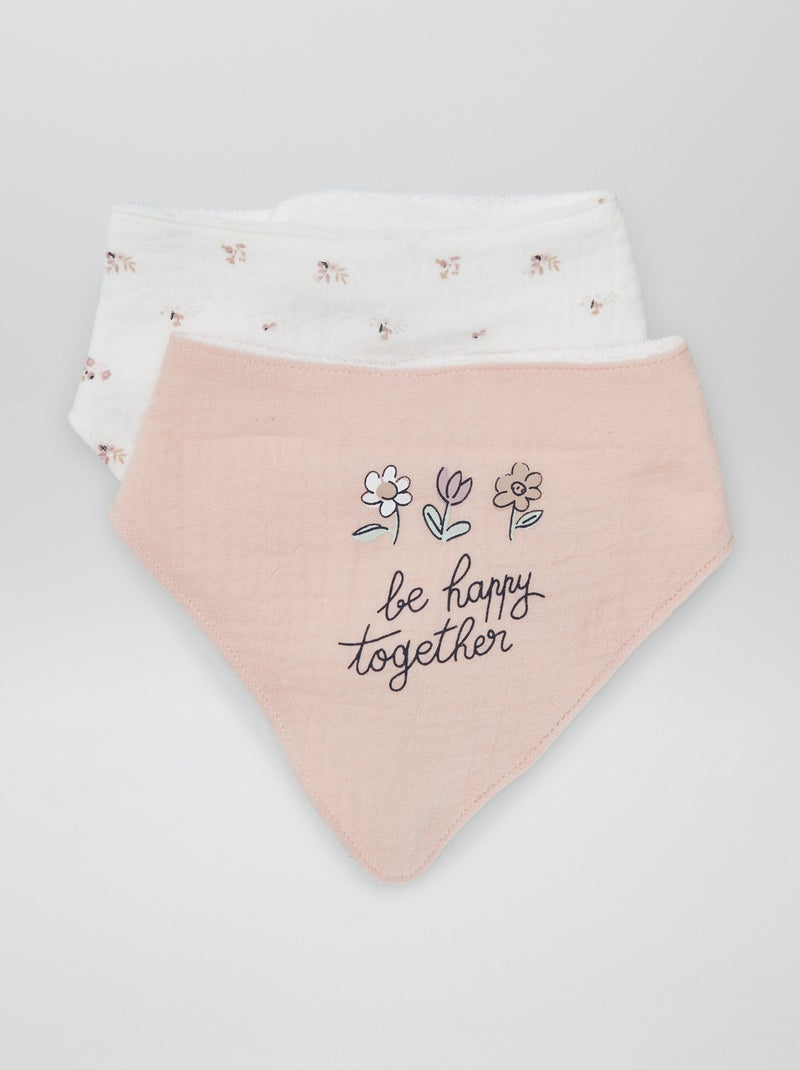 Lote de 2 babetes tipo bandana ROSA - Kiabi