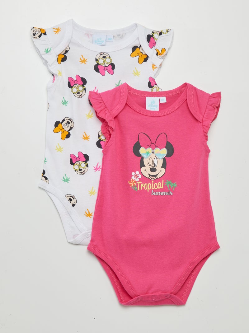 Lote de 2 babygros com folhos 'Minnie' ROSA - Kiabi