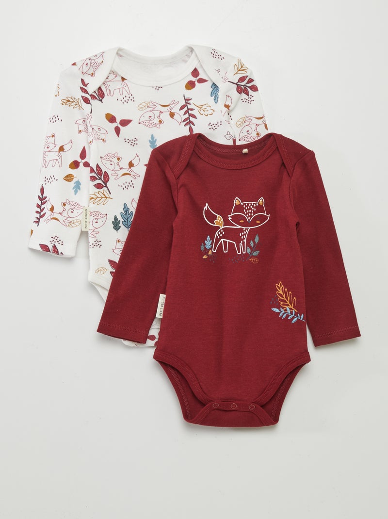 Lote de 2 babygros em jersey VERMELHO - Kiabi