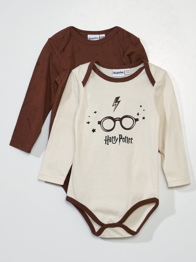 Lote de 2 babygros em puro algodão 'Harry Potter' MARROM - Kiabi