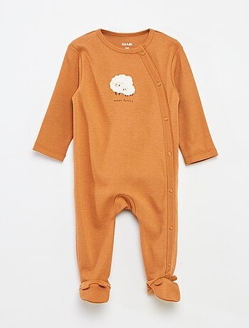 Lote de 2 babygrows com pés e abertura com molas de pressão