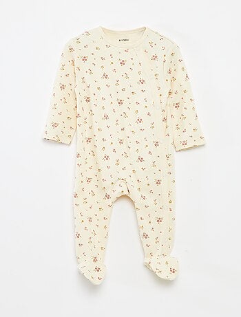 Lote de 2 babygrows com pés e abertura com molas de pressão