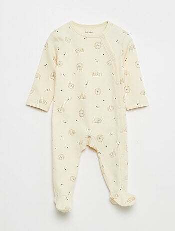 Lote de 2 babygrows com pés e abertura com molas de pressão