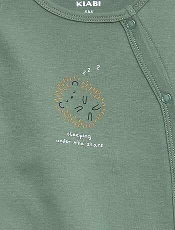 Lote de 2 babygrows com pés e abertura com molas de pressão