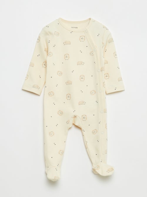 Lote de 2 babygrows com pés e abertura com molas de pressão - Kiabi