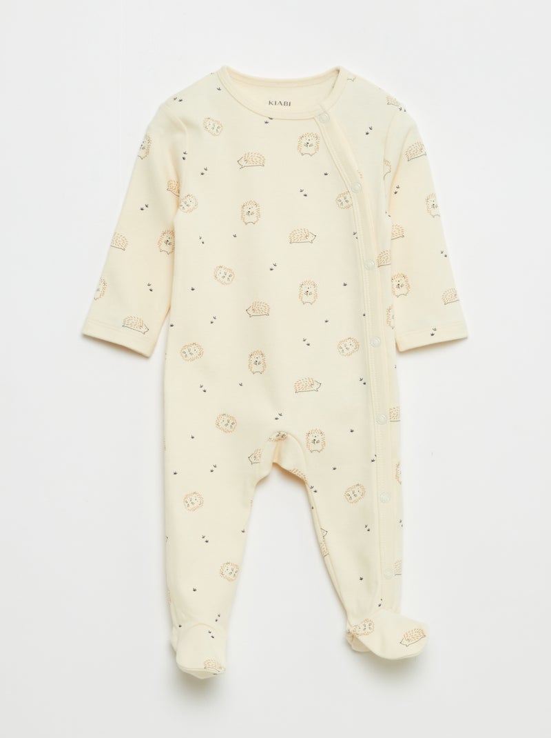 Lote de 2 babygrows com pés e abertura com molas de pressão Branco - Kiabi