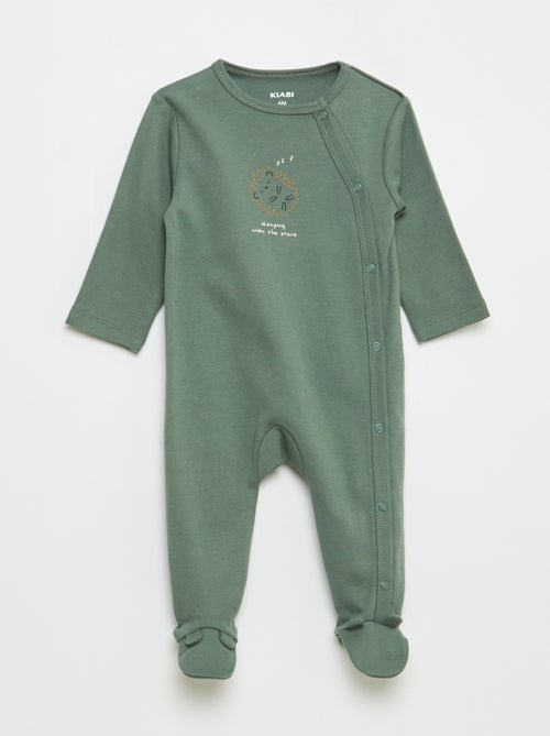 Lote de 2 babygrows com pés e abertura com molas de pressão - Kiabi