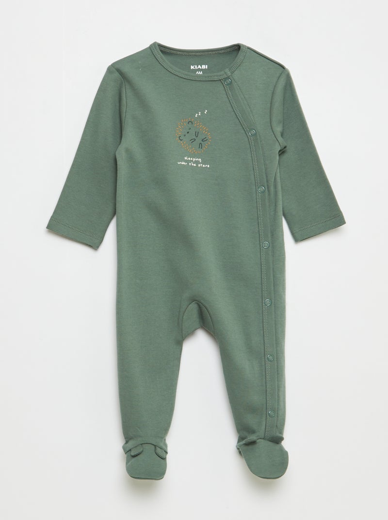 Lote de 2 babygrows com pés e abertura com molas de pressão Branco - Kiabi