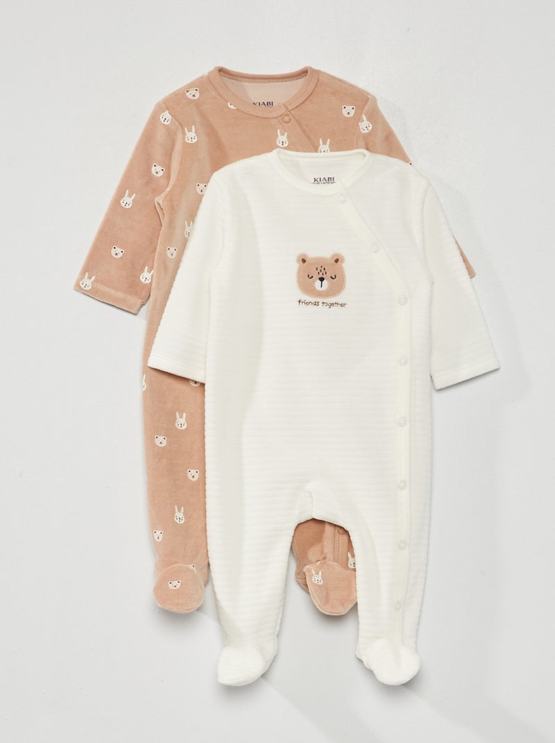Lote de 2 babygrows de veludo - 2 peças CASTANHO - Kiabi