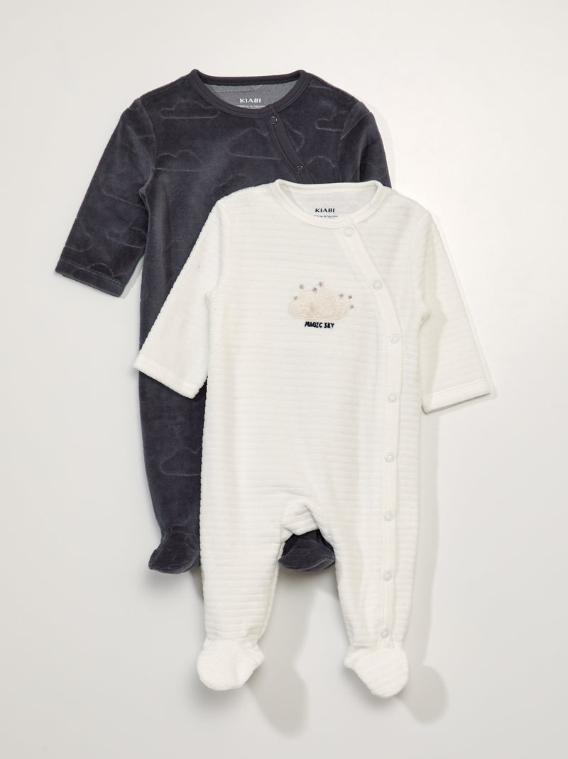 Lote de 2 babygrows de veludo - 2 peças PRETO - Kiabi