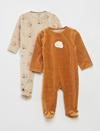Lote de 2 babygrows de veludo