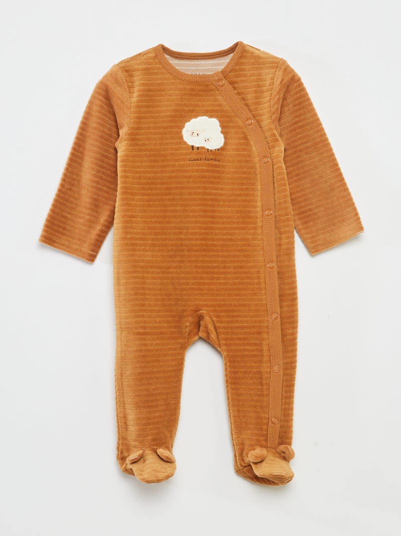 Lote de 2 babygrows de veludo Bege - Kiabi